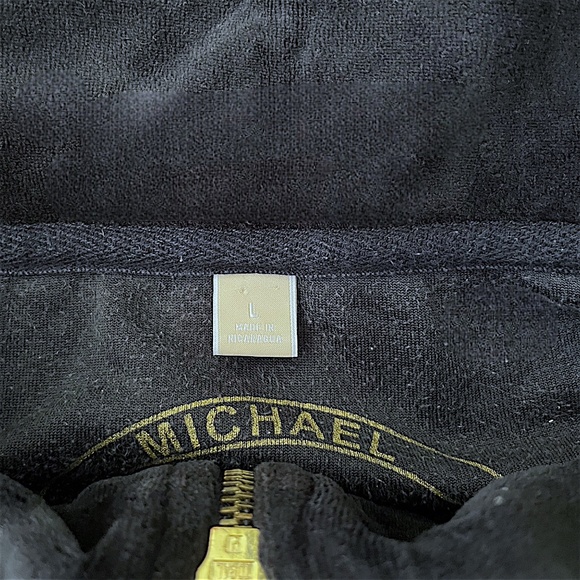 MK Michael Kors Designer Full Zip Velour Track Jacket Women's Black Size L - Picture 6 of 10